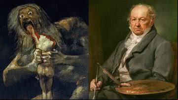 'Saturno devorando um filho' e retrato do pintor espanhol Francisco de Goya - Domínio Público via Wikimedia Commons