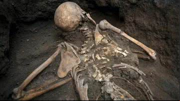 Imagem ilustrativa de esqueleto encontrado em Pompeia - Divulgação/Parque Arqueológico de Pompeia