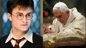 Daniel Radcliffe em 'Harry Potter e a Ordem da Fênix' (2007) e o papa Bento XVI - Reprodução/Warner Bros. / Getty Images