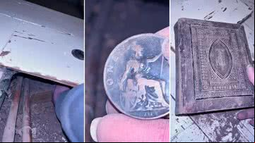 Objetos encontrados sob assoalho de casa de 250 anos - Reprodução/Redes Sociais