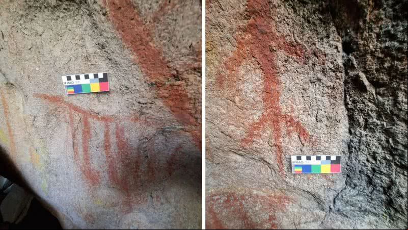 Pinturas rupestres descobertas no Parque Nacional do Itatiaia - Divulgação/PNI