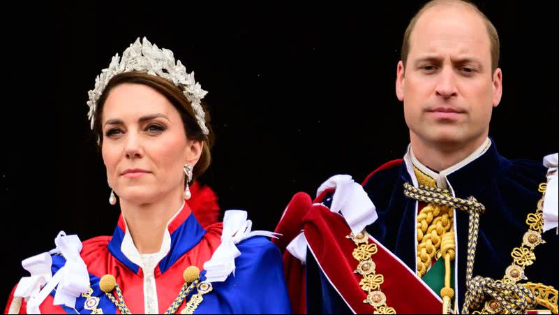 Kate Middleton e o príncipe William na coroação de Charles III - Getty Images