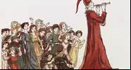 Na ilustração, um grande grupo de crianças segue o flautista, hipnotizadas - Imagem de Wikilmages por Pixabay